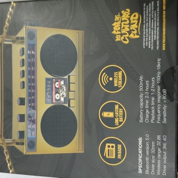 Hip hop 50th anniversary Wireless boom‎ box speaker mini blaster necklace new - Picture 10 of 12